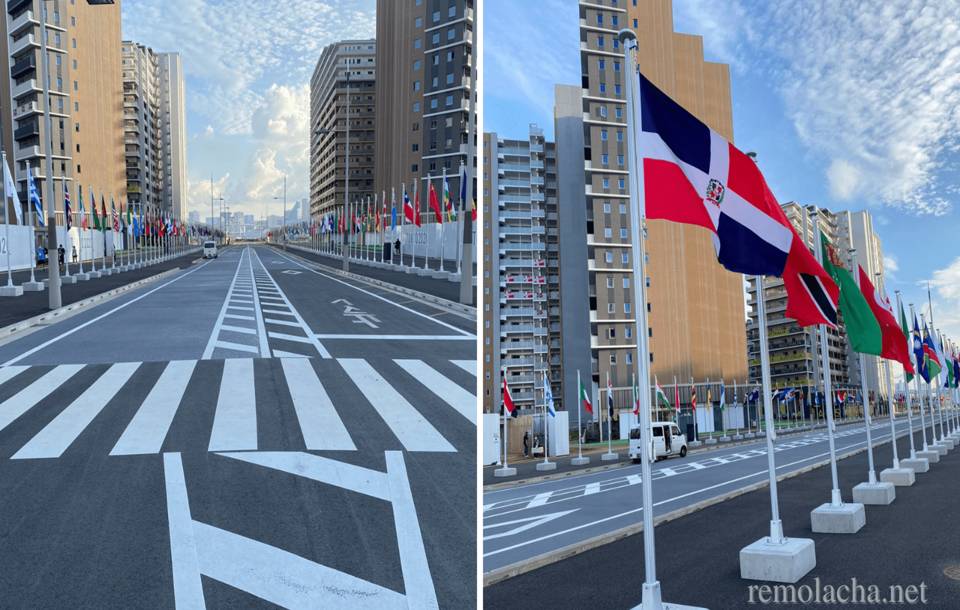This is how the Flag of the Dominican Republic looks in Tokyo, prior to the Olympic Games